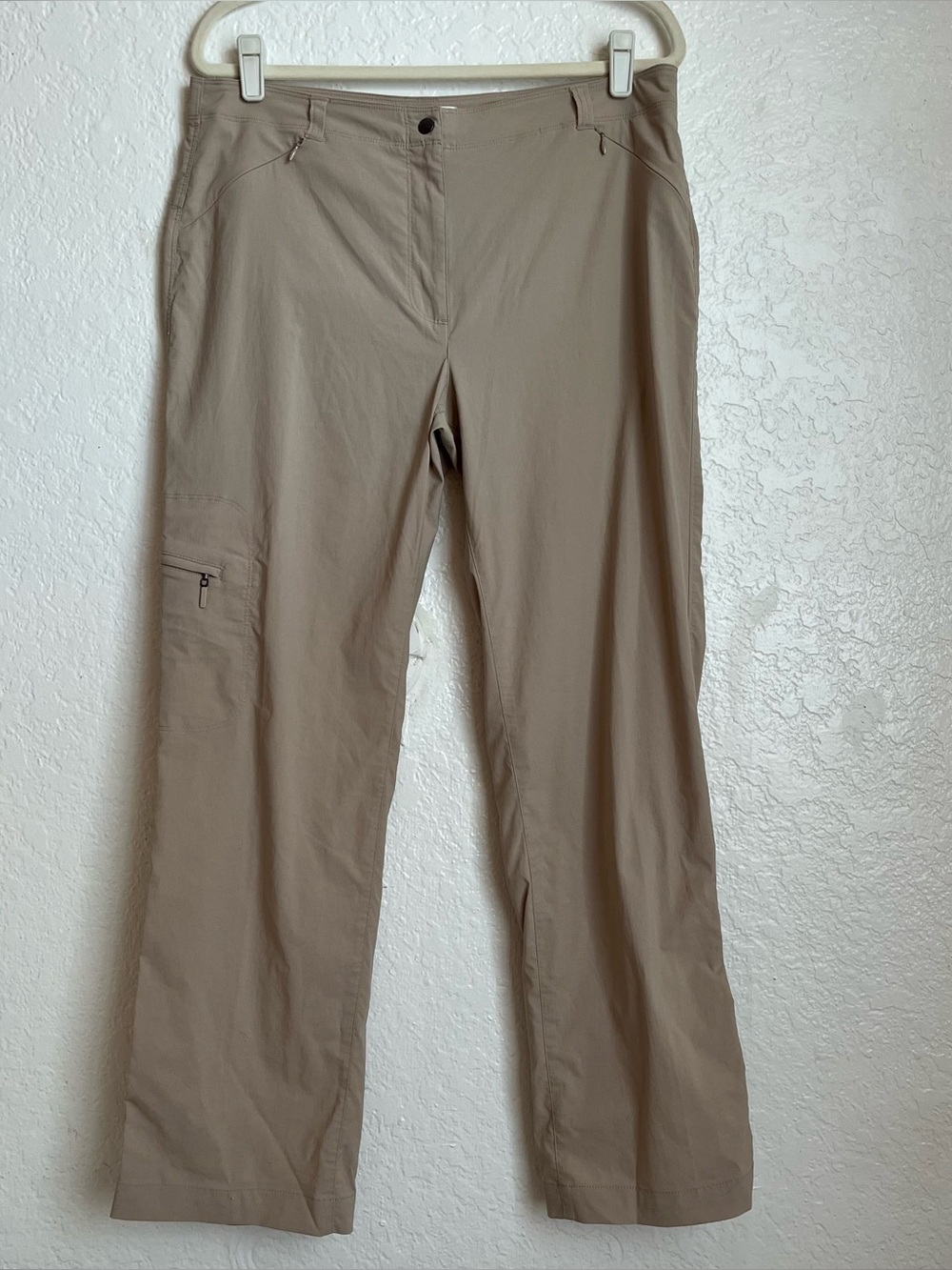 Orvis Women's Small Khaki Tan Crinkle Rayon Straight Leg Pull On Passport Pants